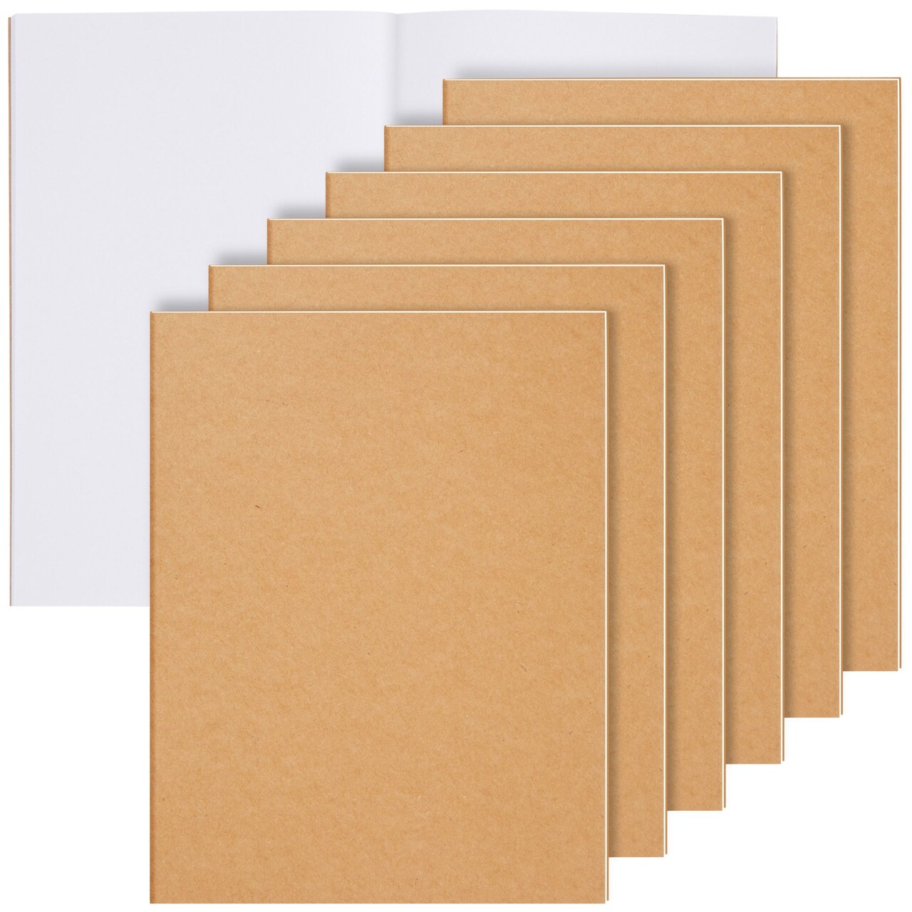 6 Pack Large Bulk Sketchbook Journals, Blank Books Notebooks for Kids, Students, Office Supplies (8.5x11 In)